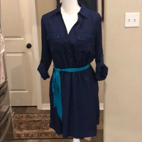 Express | Dresses | Express Belted Shirt Dress Size L | Poshmark